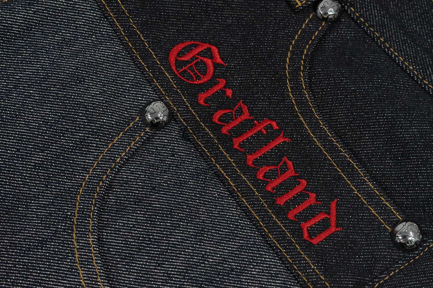 GRAF&WU Vintage Baseball Style Fashion Double-waist Jeans