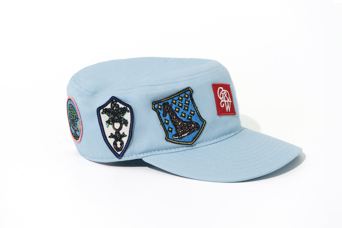 GRAF&WU Cute Patchwork Embroidered Ghost Street Flat Top Camp Cap