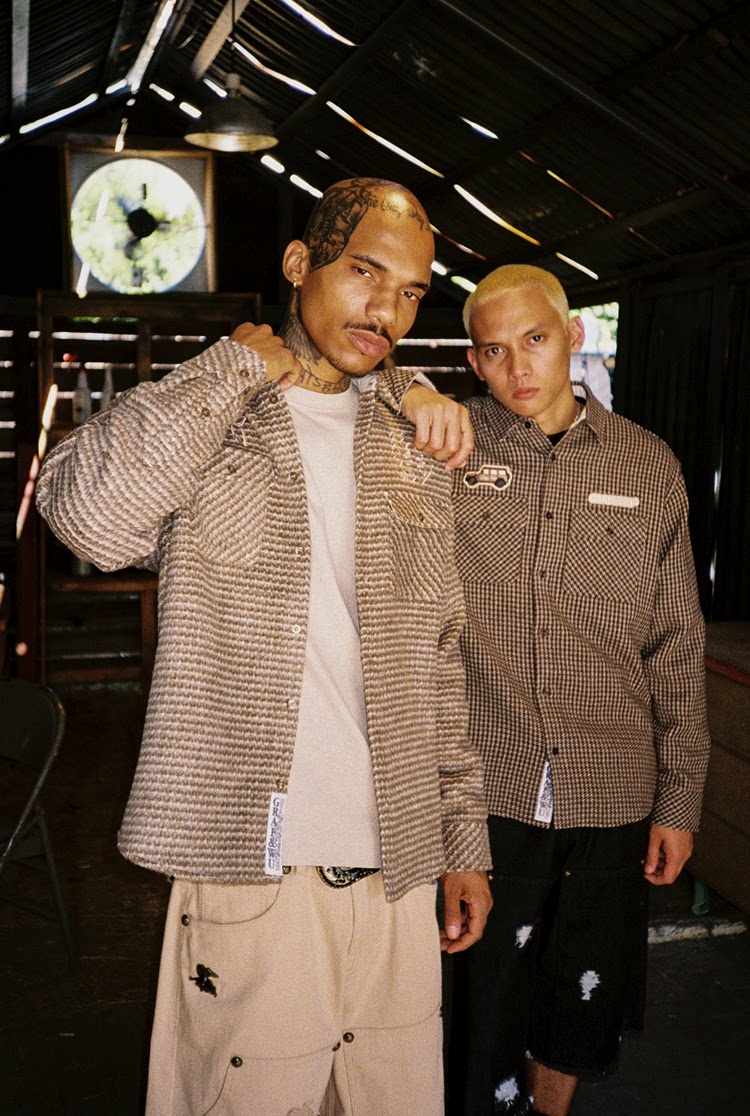 GRAF&WU Embroidered Off-road Vehicle Houndstooth Wool Shirt Coat