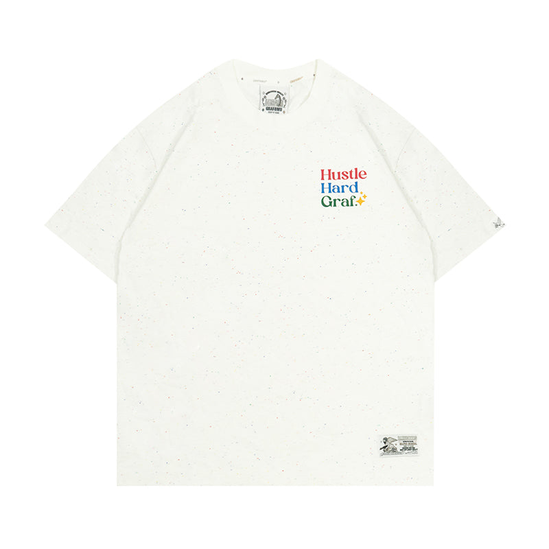 GRAF&WU【Colorful Dots】T-shirts Hustle Hard Graf Short-sleeved Street Fighting Printed Short sleeves Men women casual T-shirt