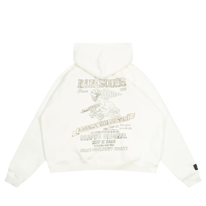 GRAF&WU Vintage AK47 Angel Barn Thick Fleece Zip-up Hoodie