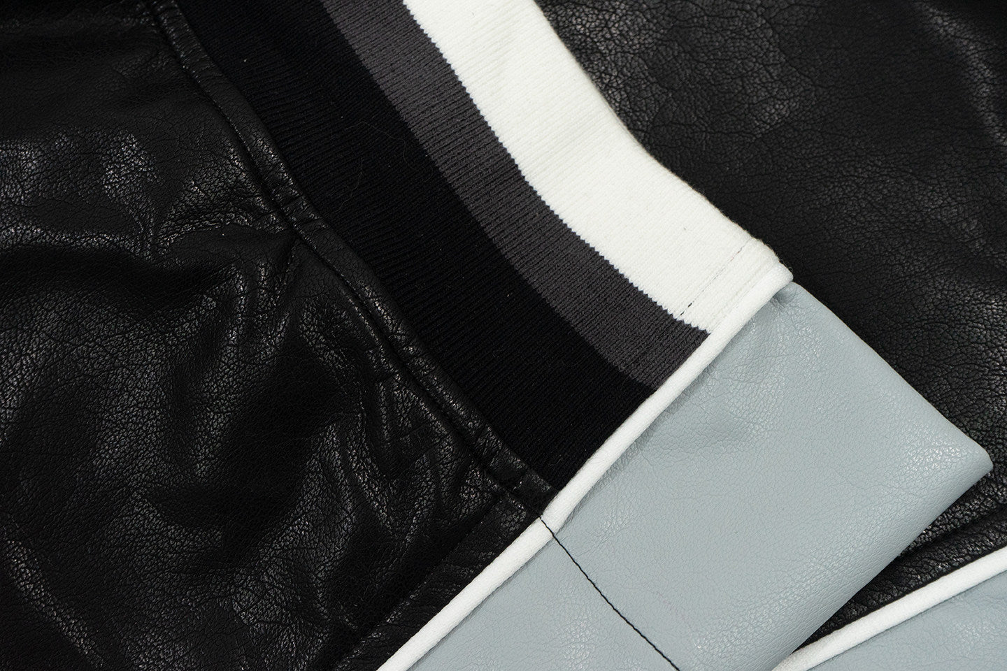 GRAF&WU Retro Patchwork Style Black Warrior Sports Leather Pants