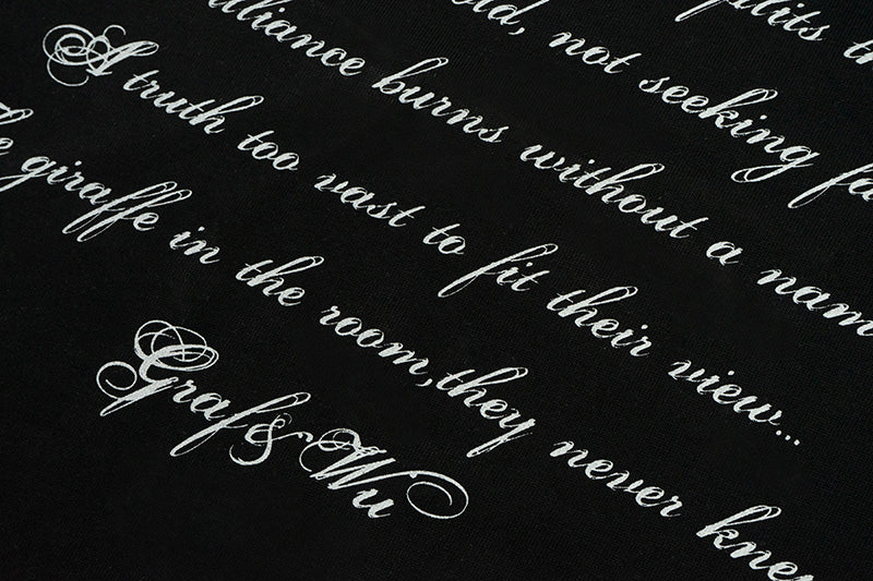 GRAFWU Giraffe In The Black Room Poem T-Shirts