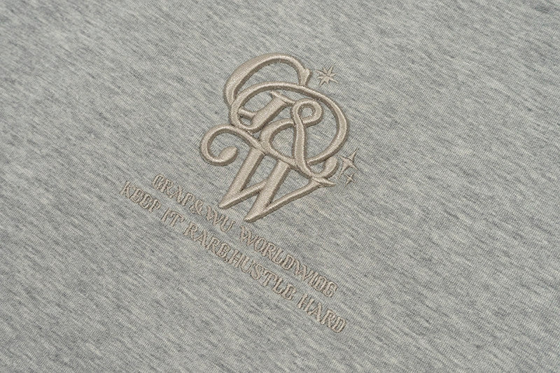 GRAF&WU Brand Letter 3D Embroidered Cooling Causal Loose T-Shirt