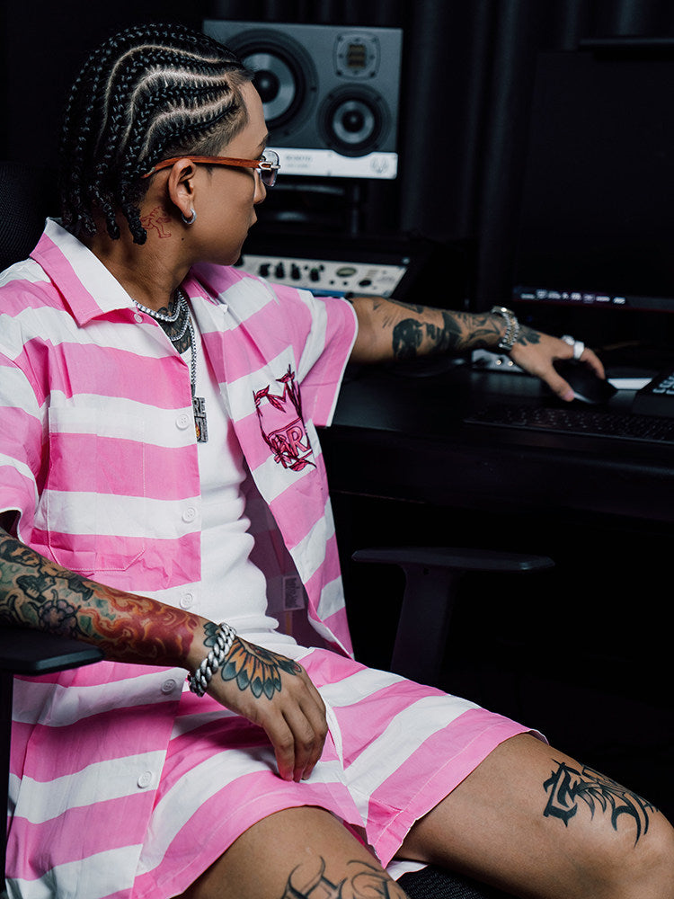 GRAF&WU Embroidered Striped Shorts Casual Summer Streetwear