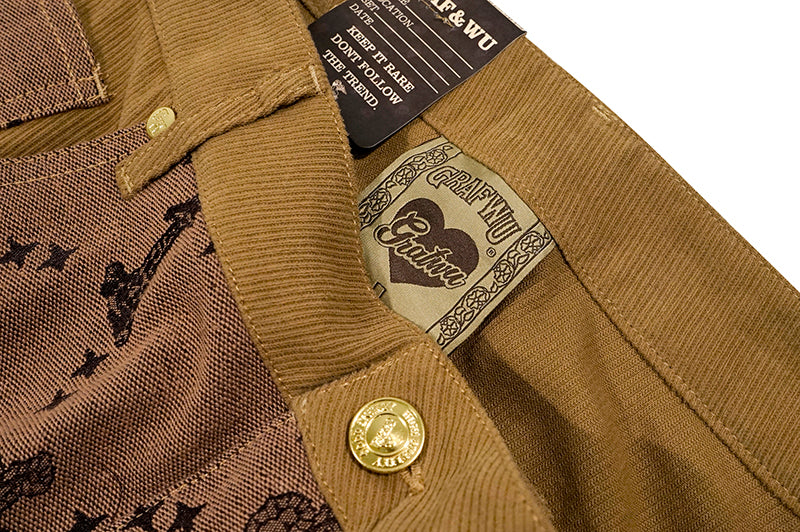 GRAF&WU Fashion Spliced Canvas Workwear Loose Trousers