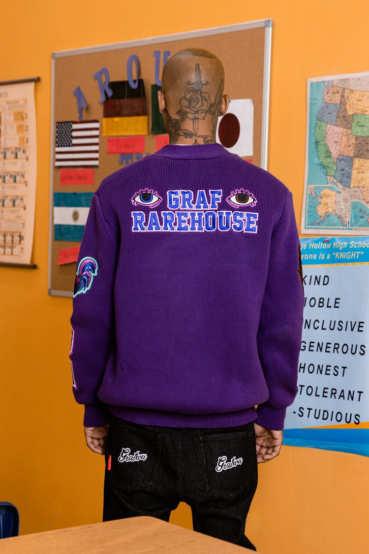 GRAF&WU Devil Two-Headed Sheep Emblem Knitted Sweater