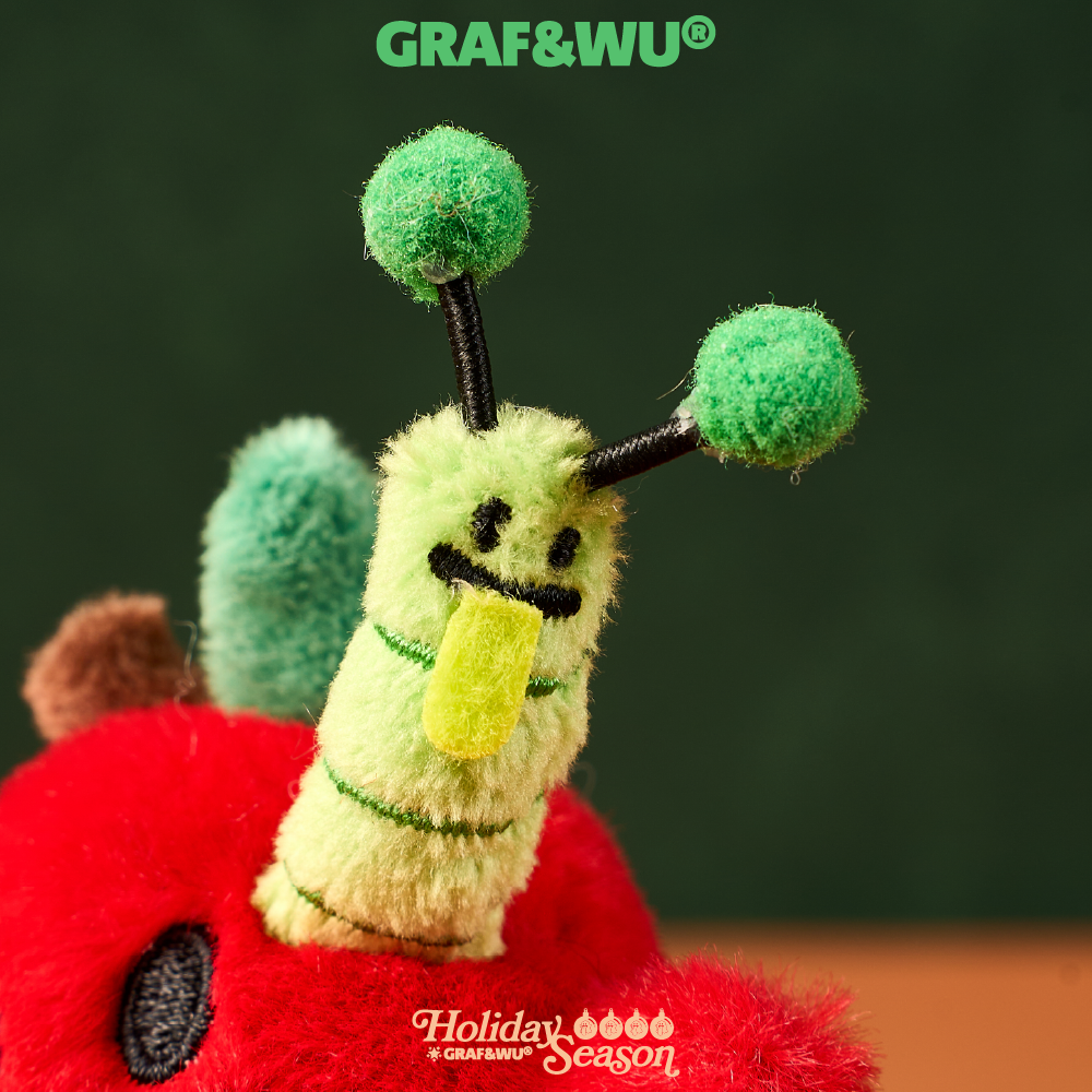 GRAF&WU Apple Cute Ghost Worm Edition Trendy Plush Toy Bag Charm