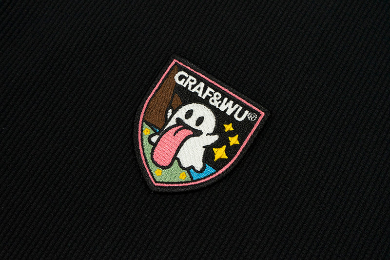 GRAFWU Cute Ghost Buttons and Retro Henry Collar T-Shirts