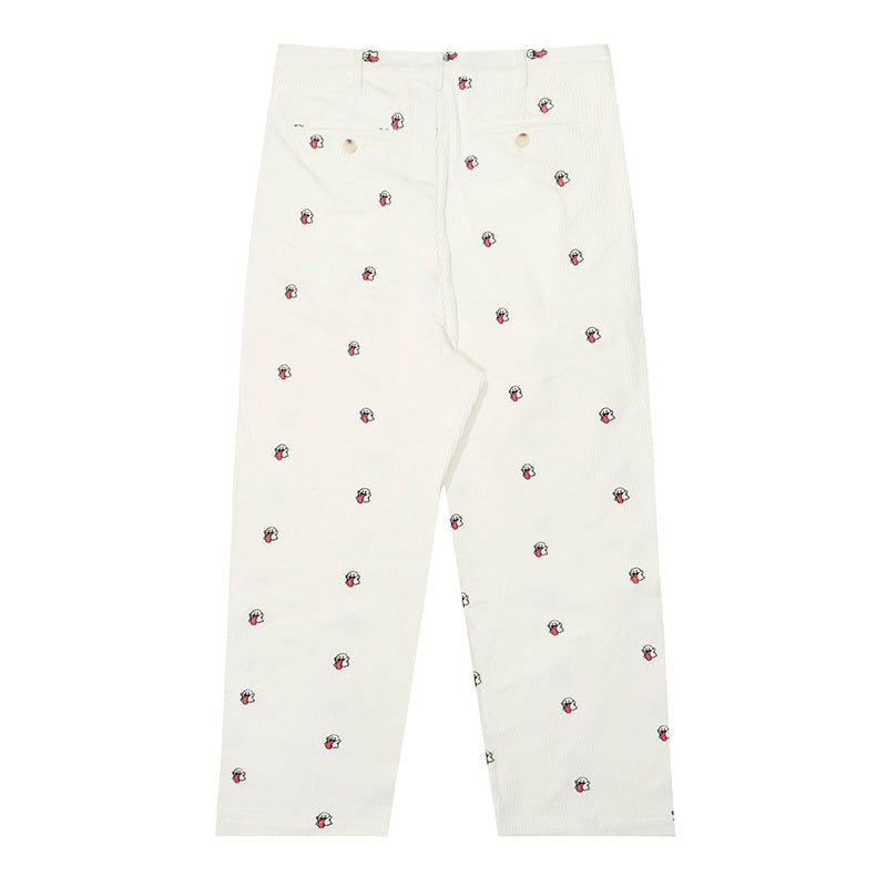 GRAF&WU Mini OG Cute Ghost Embroidered Corduroy Workwear Pants - Premium Streetwear