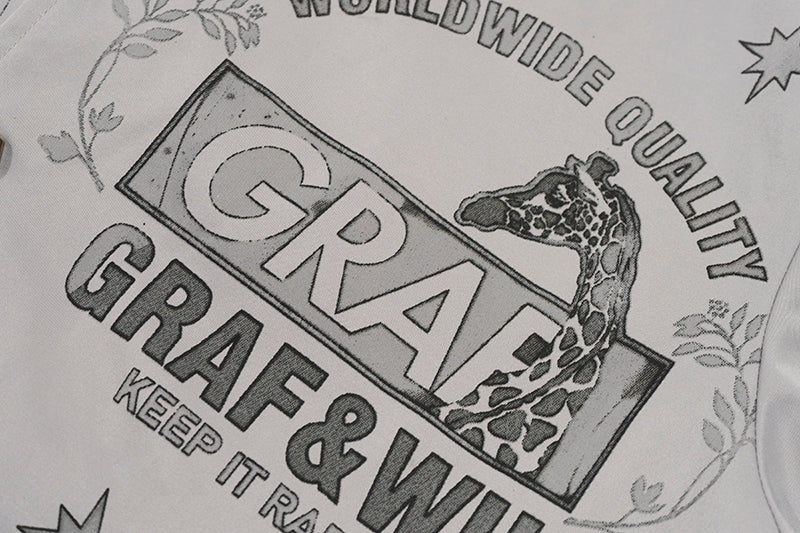 GRAF&WU Floral Giraffe Goddess Blessing Cotton Padded Coach Jacket