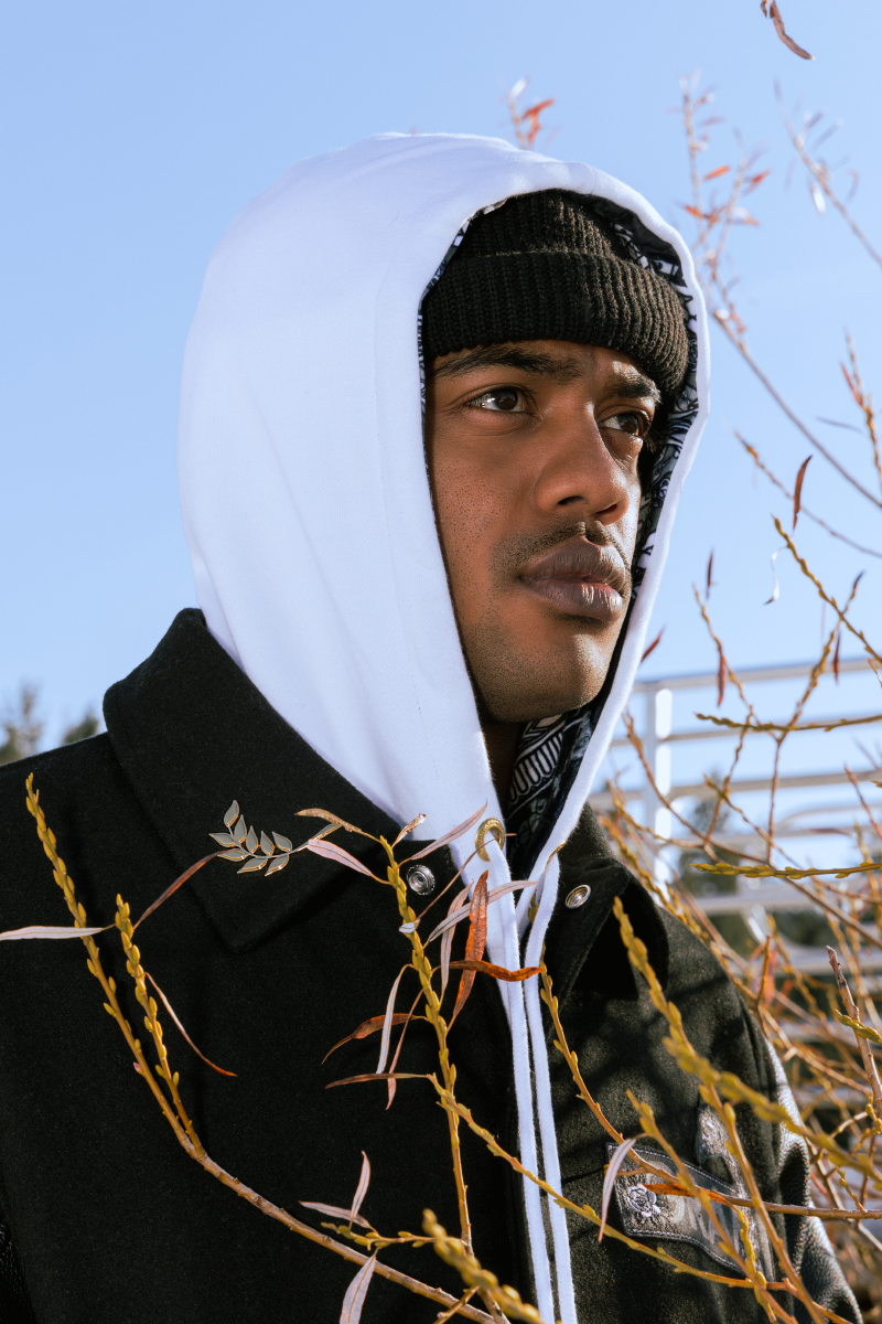 GRAF&WU Giraffe Embroidery Leather Sleeve Thick Jacket