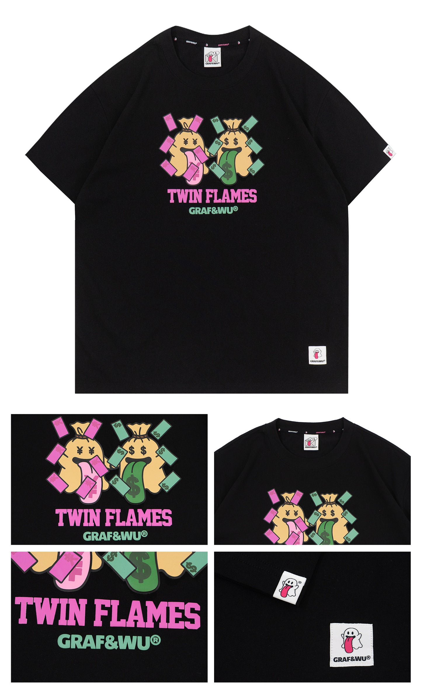 GRAF&WU TwinFlames Soul Mirror Ghost Couple T-Shirt