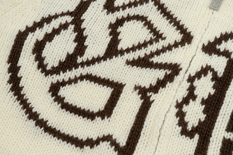 GRAF&WU Giraffe Logo Sweater Knit Zip-Up Coat - Premium Streetwear