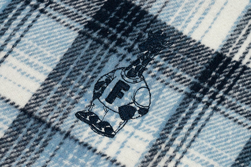 GRAF&WU Porcelain Blue Embroidered Deer Streetwear Loose Thick Shirt