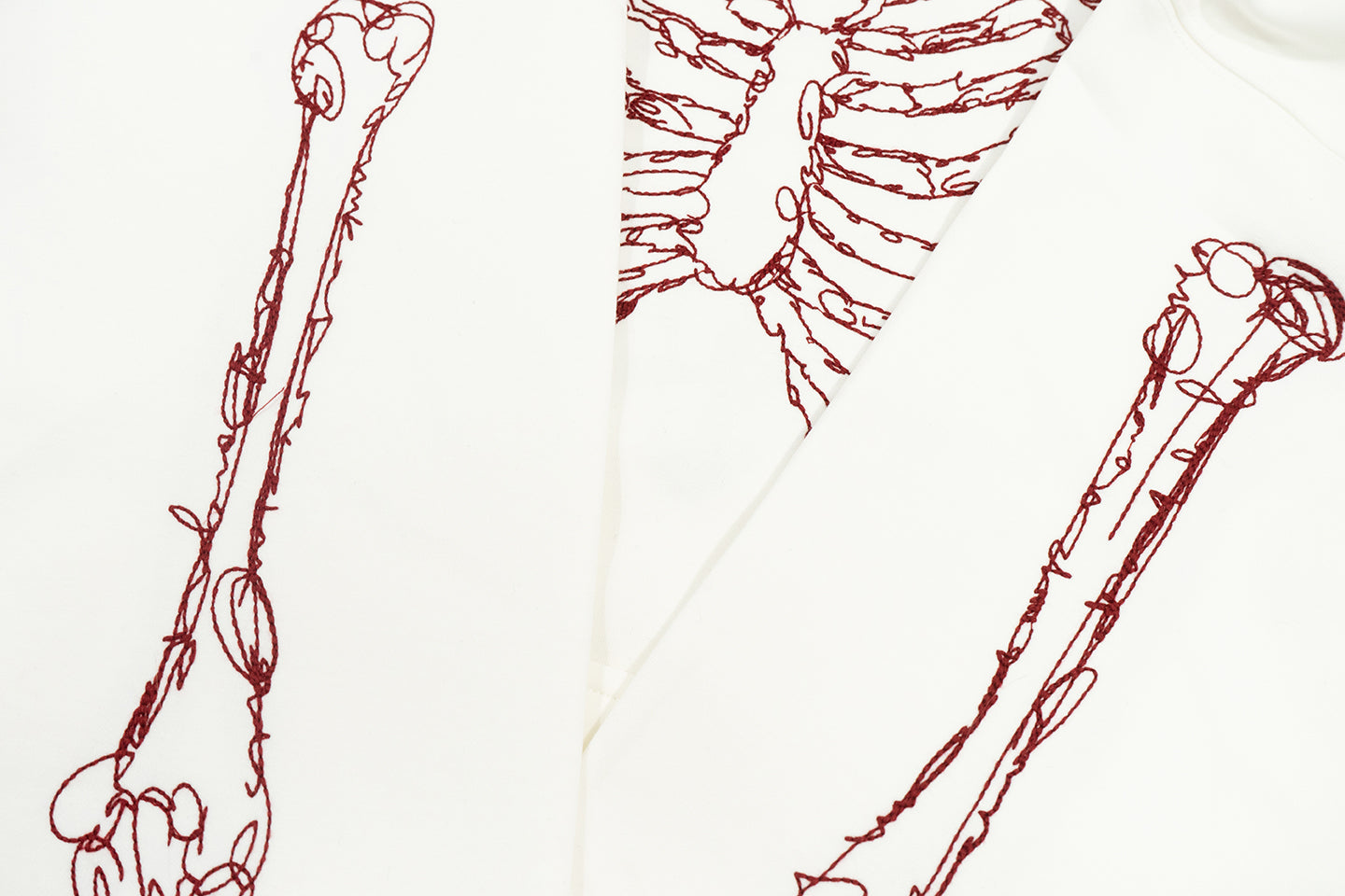 GRAF&WU Skeleton Rib Cage Embroidery Oversized Streetwear Hoodie