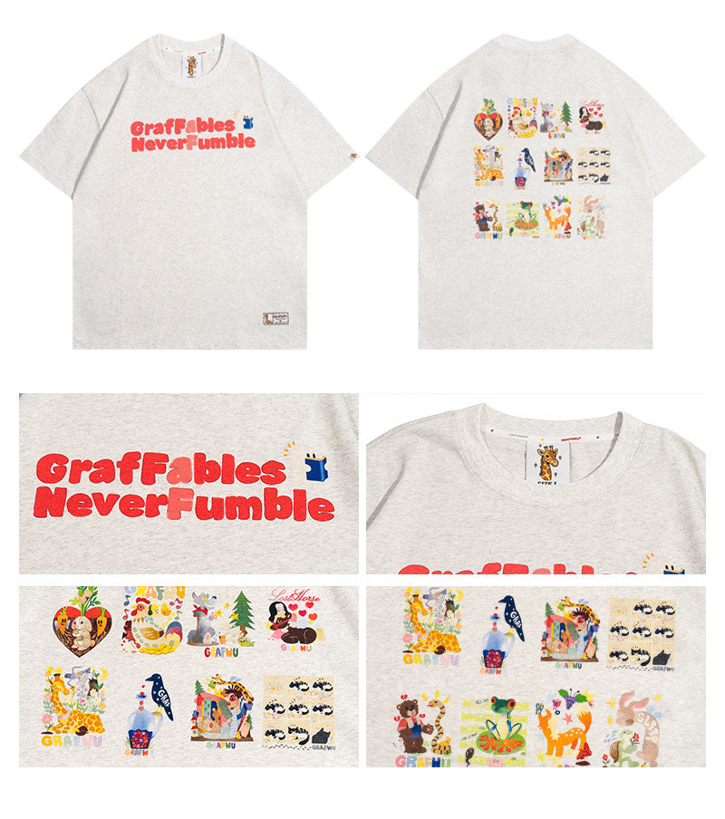 GRAF&WU 12 Giraffe Fables Art T-shirt Digital Inkjet Print Cotton Tee