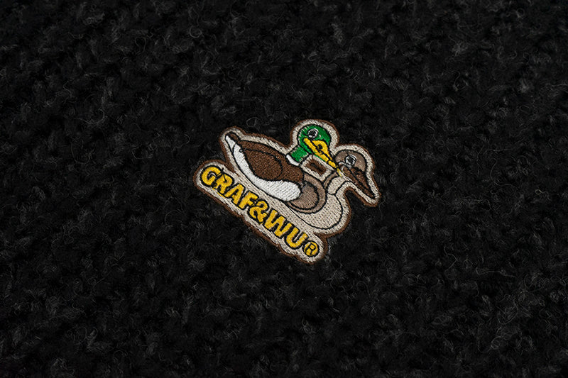 GRAF&WU Duck Couples Embroidered Badge Knitted Cable Knit Thick Sweater