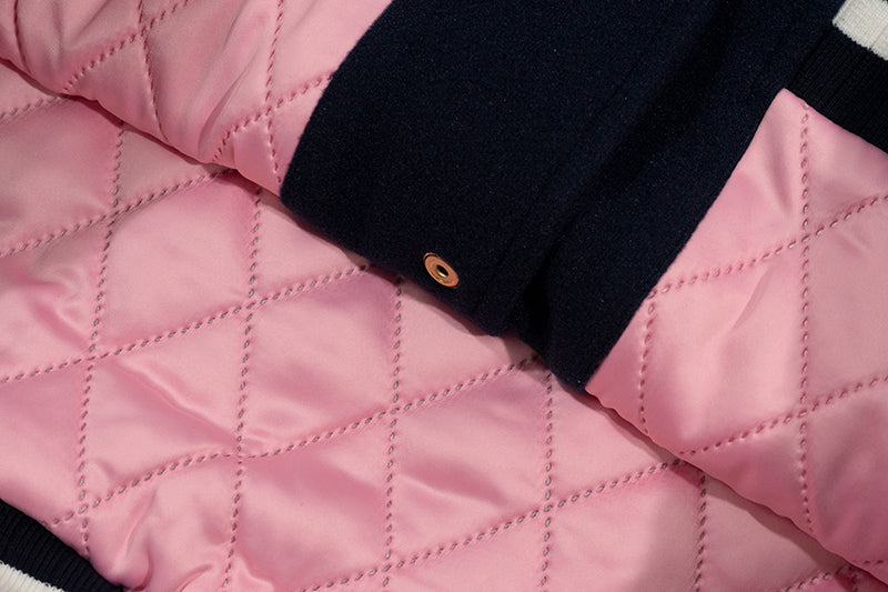 GRAF&WU Viscera Party Embroidery Leather Sleeved Woolen Retro Baseball Jacket