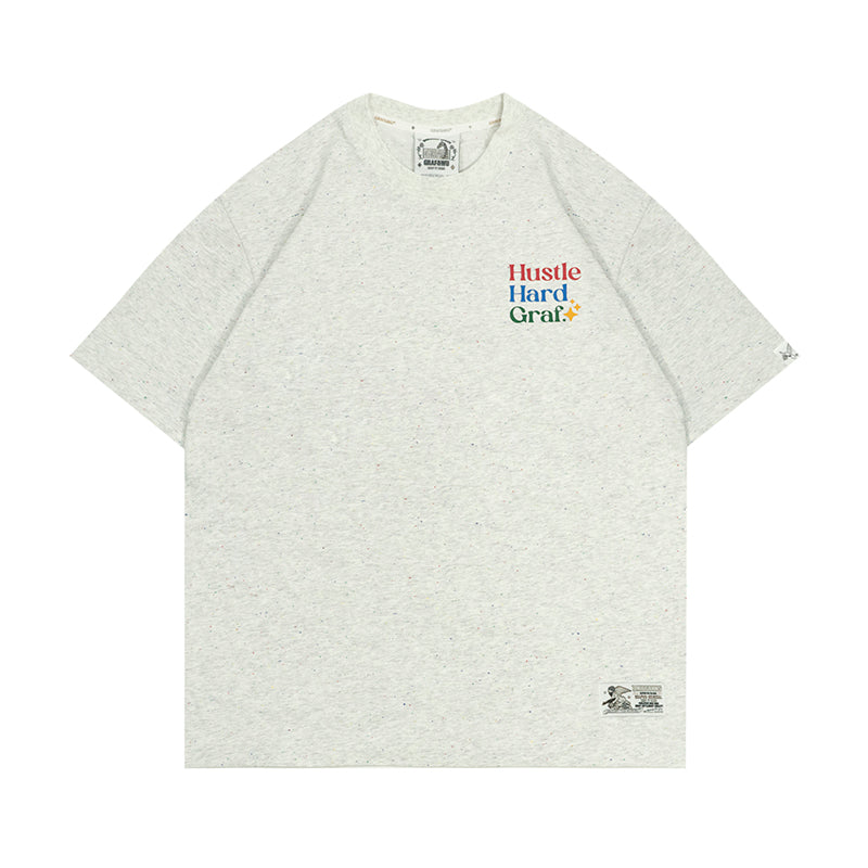 GRAF&WU【Colorful Dots】T-shirts Hustle Hard Graf Short-sleeved Street Fighting Printed Short sleeves Men women casual T-shirt