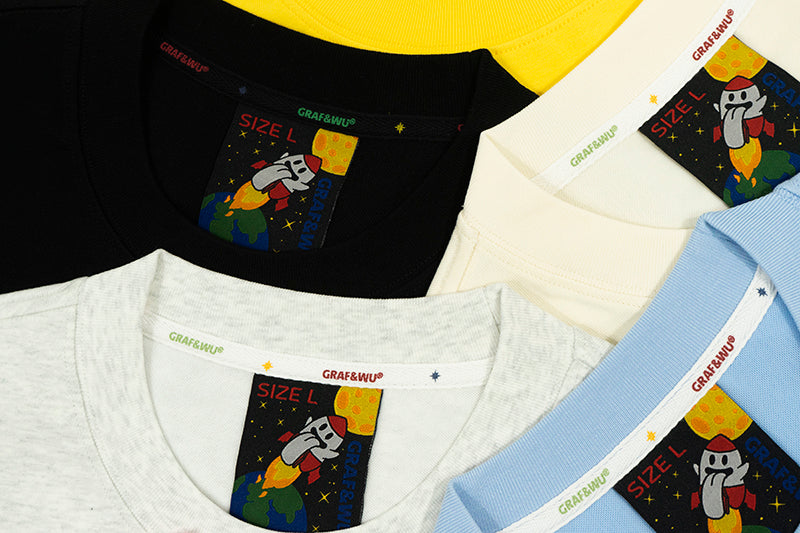GRAF&WU 【Summer Special】T-shirts12 Ice Cream Cute Ghost Short Sleeves Embroidered Short Sleeve Men Women Cotton Casual T-shirt