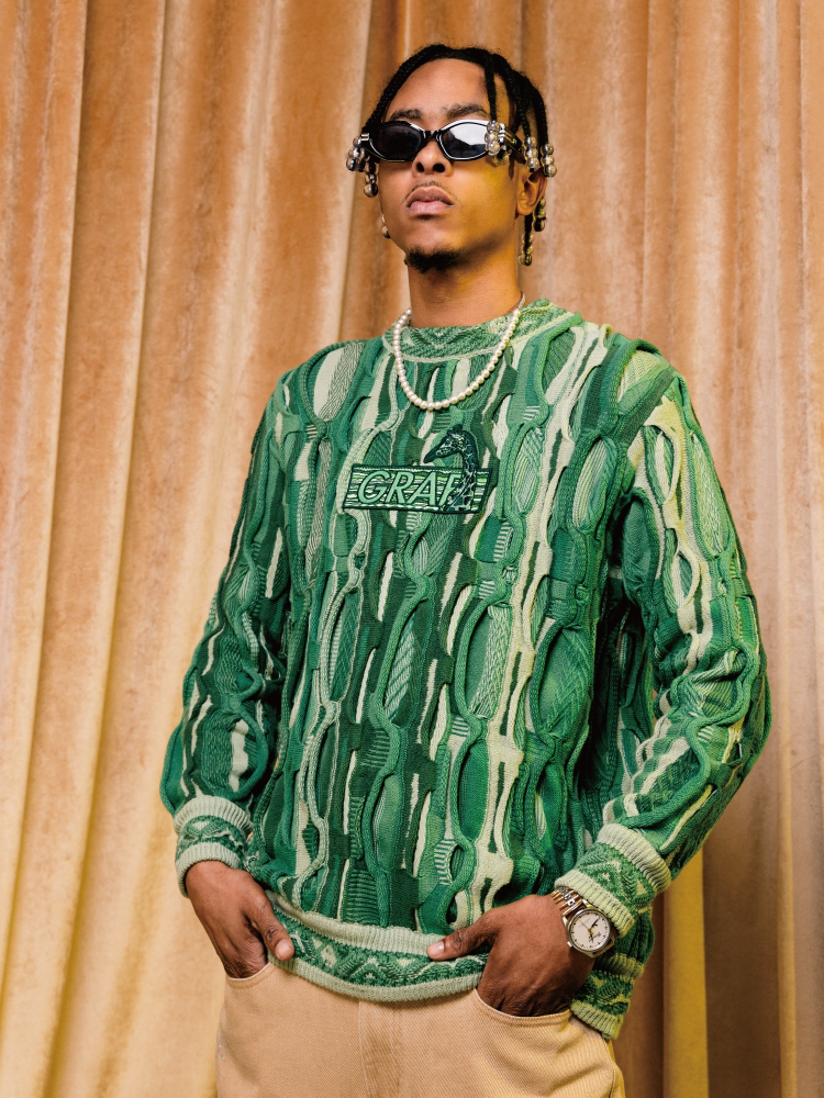 GRAF&WU Retro 3D Wave Pattern Street Art Knit Sweater