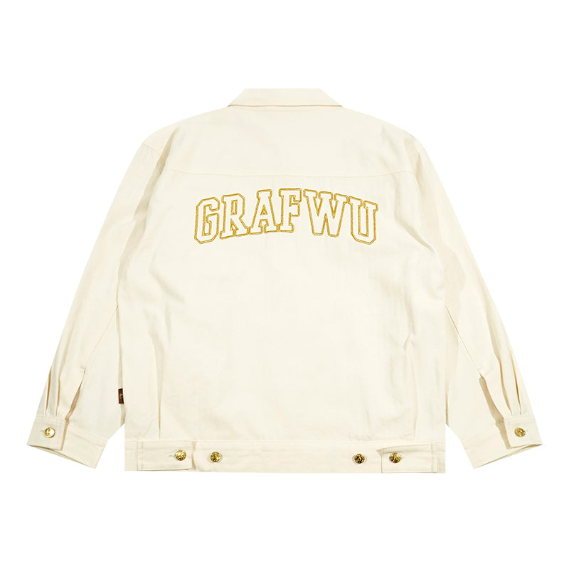 GRAF&WU Brand Letter Gold Thread Eembroidery Workwear Jacket Coat