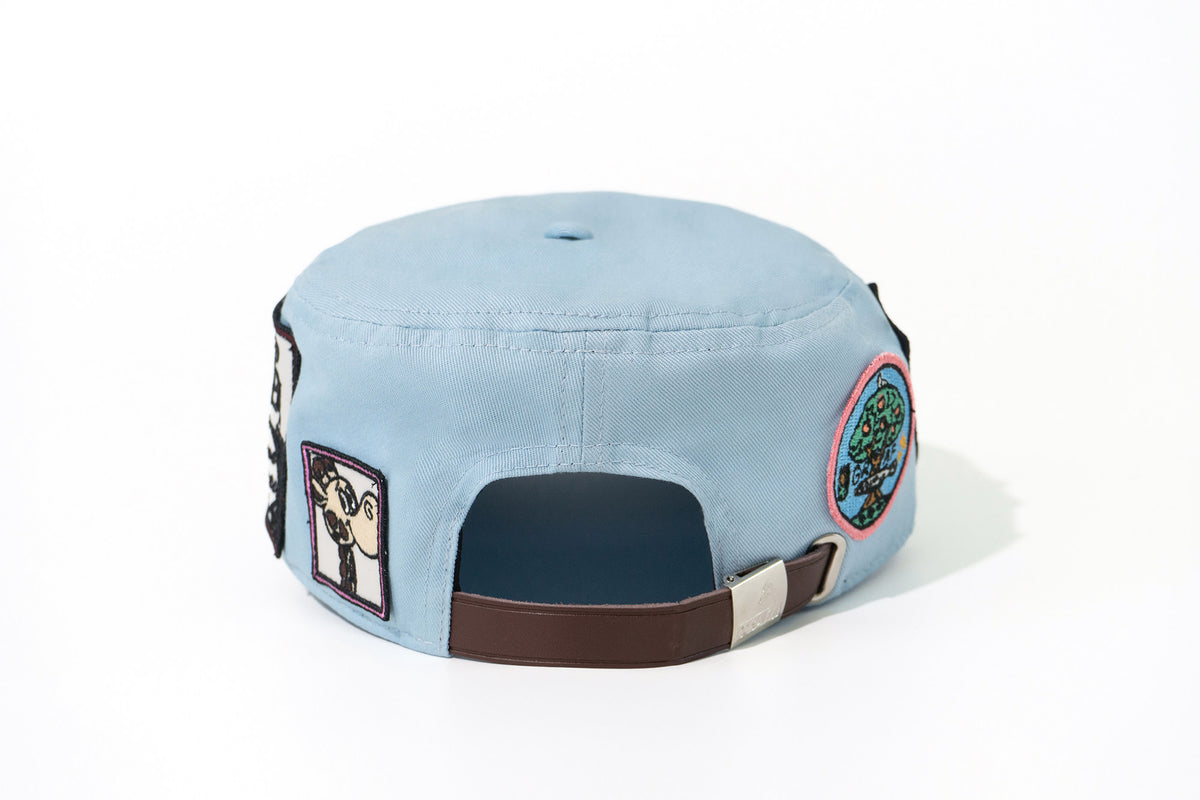 GRAF&WU Cute Patchwork Embroidered Ghost Street Flat Top Camp Cap