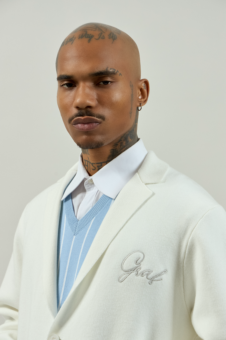 GRAF&WU Jacket Streetwear Brand Embroidered Knitted Suit Coat