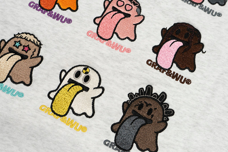 GRAF&WU New School 12 Rap Ghost Embroidered Hoodie