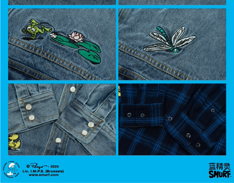 GRAF X SMURF Dragonfly Frog Character Landscape Embroidered Shirt