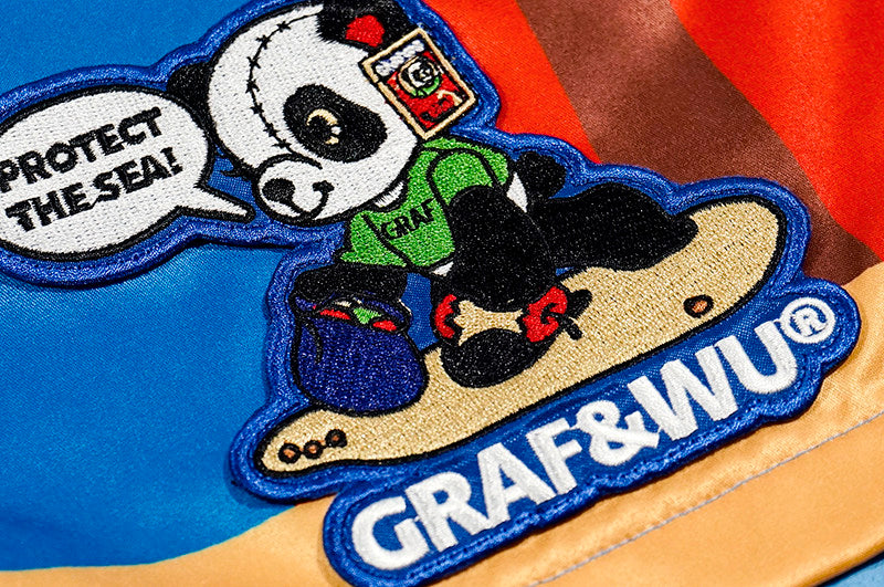 GRAF&WU Sunny Beach Panda Embroidery Graphic Quick-Drying Loose Shorts