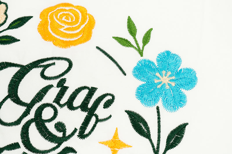 GRAFWU Handmade Embroidered Floral T-Shirt