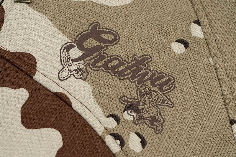 GRAF&WU AK47 Angel Desert Camouflage Streetwear Short Zip-up Hoodie