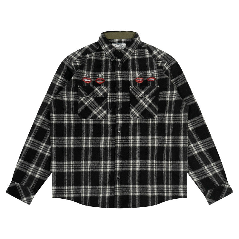 GRAF&WU LipSycn Streetwear Plaid West Coast Brushed Shirt