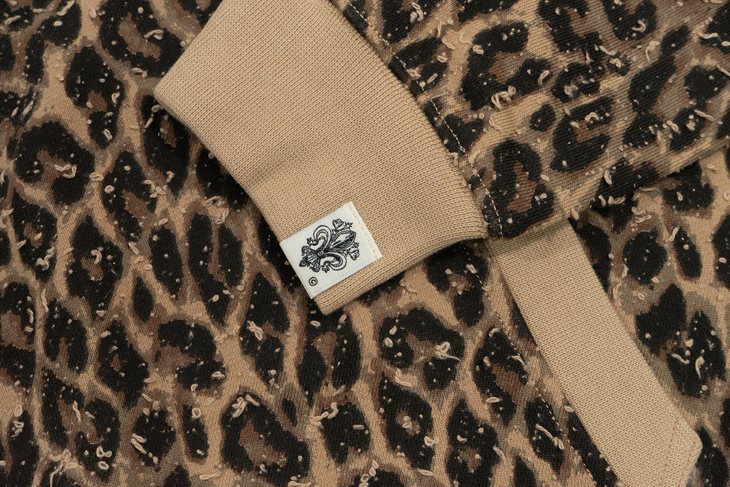 GRAF&WU Vintage Worn-in Leopard Print AK Angel Zipper Hoodie