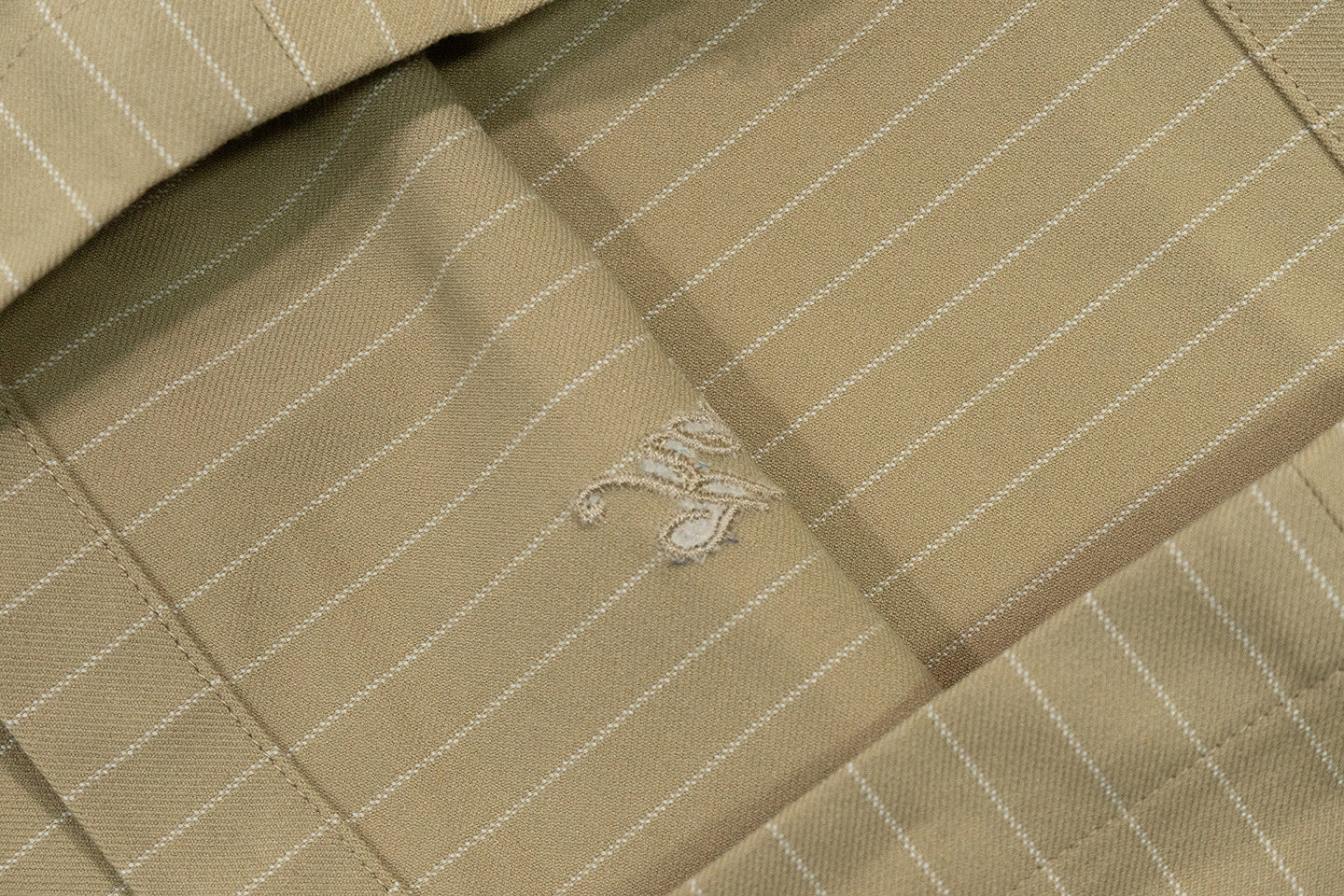 GRAF&WU Khaki Pinstripe Relaxed Fit Casual Trousers Unisex