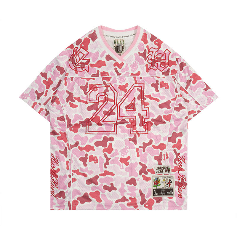 GRAF&WU No.24 Embroidered Mesh Street Camouflage Loose Short-sleeved Jersey