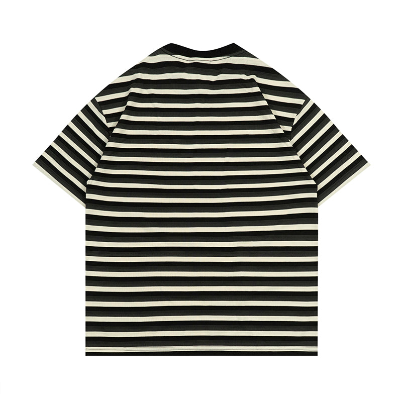GRAF&WU Embroidered 3D Textured Stripes T-shirts