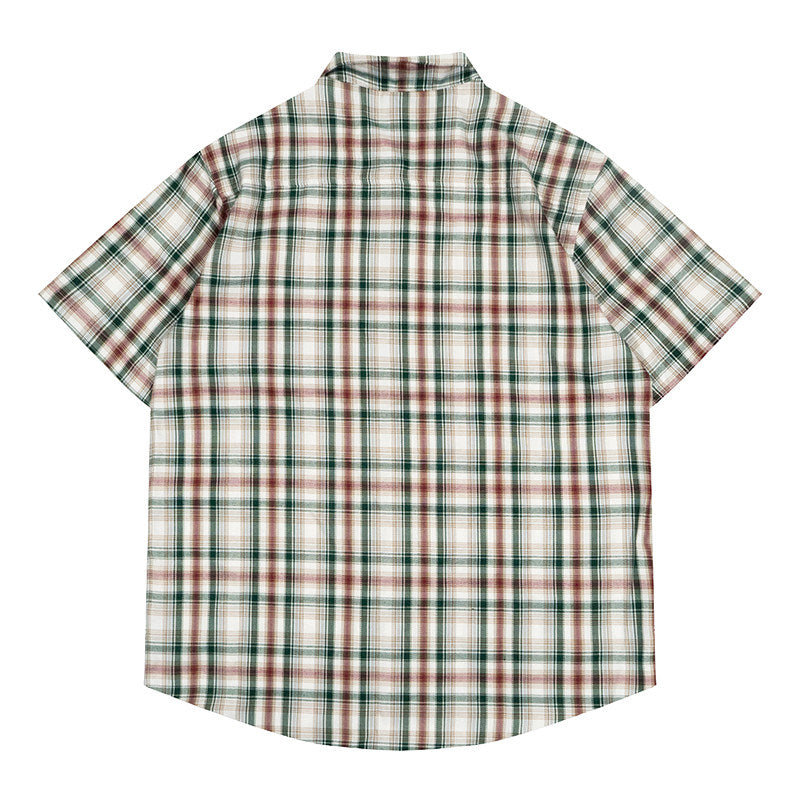 GRAF&WU Classic Embroidered Giraffe Check Casual Short-Sleeve Shirt