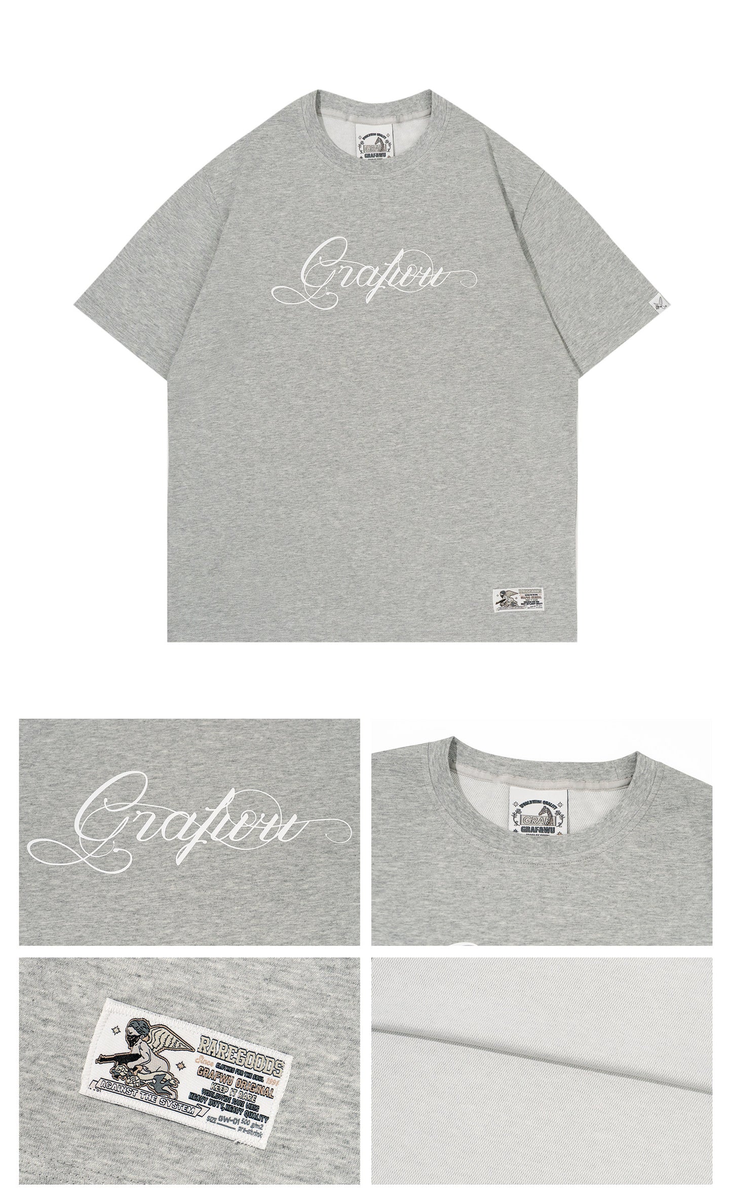 GRAF&WU Letter Print Quick-Drying Cool Feeling Cotton Cozy T-shirt