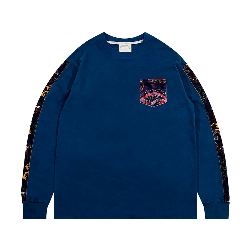 GRAF&WU Paisley Velvet Patchwork Pattern Long-Sleeve Shirt