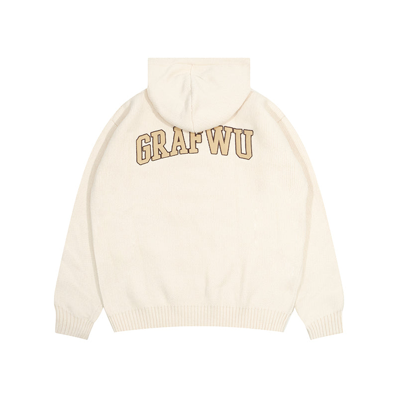 GRAF&WU Arc Logo Chenille Knit Hoodie - Premium Streetwear