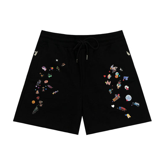 GRAFWU Y2k Sticker Design Pattern Bermuda Shorts