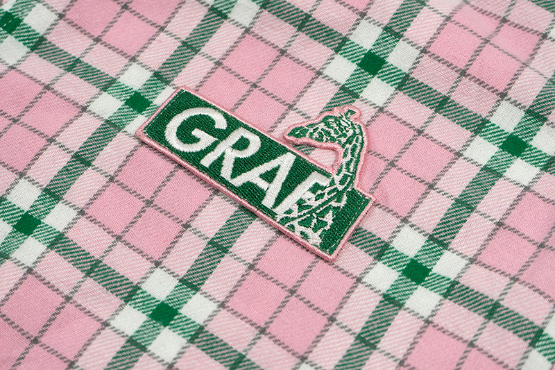 GRAF&WU Brand Giraffe Embroidery Plaid Loose Thin Shirt