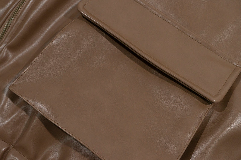 GRAF&WU Detachable Fur Collar PU Leather Metal Angel Deer Thick Jacket - Premium Winter Streetwear