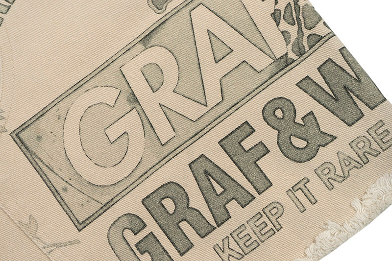 GRAF&WU Vintage Distressed Cargo Shorts | Giraffe Floral Canvas