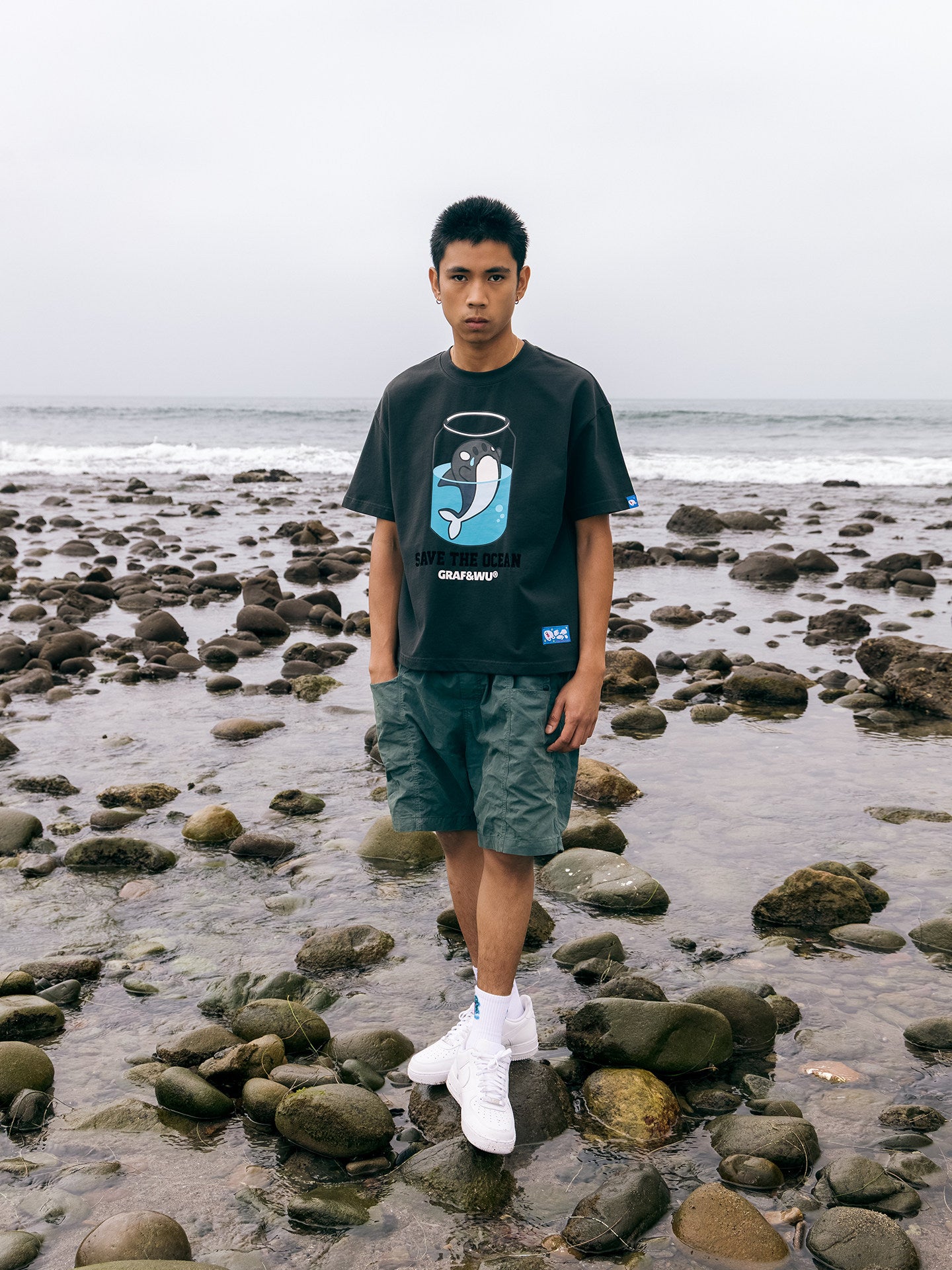 GRAF&WU Protect Ocean Nature Themed Cute Ghost T-shirt