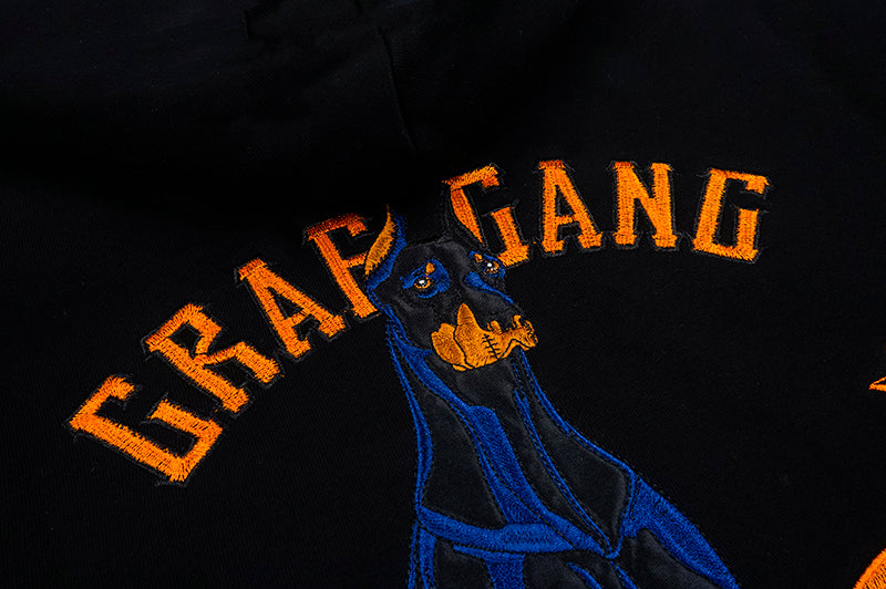 GRAF&WU Classic Doberman Embroidered Black Fleece Hoodie