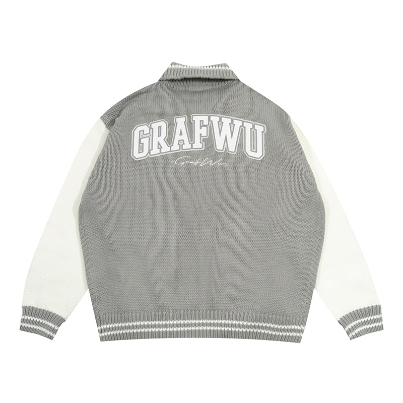 GRAF&WU Coat Knitted Warm Baseball Sweater